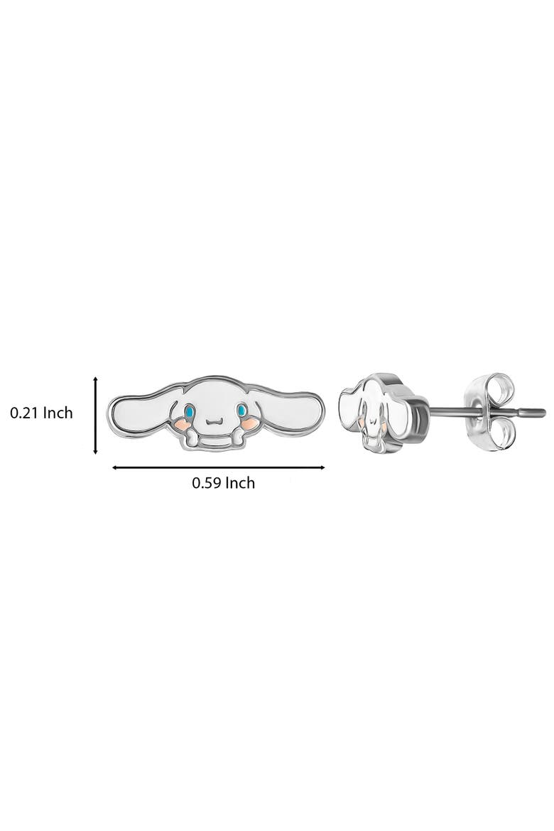 Silver Flash-Plated and Enamel Stud Cinnamoroll Earrings, Alternate, color, Silver