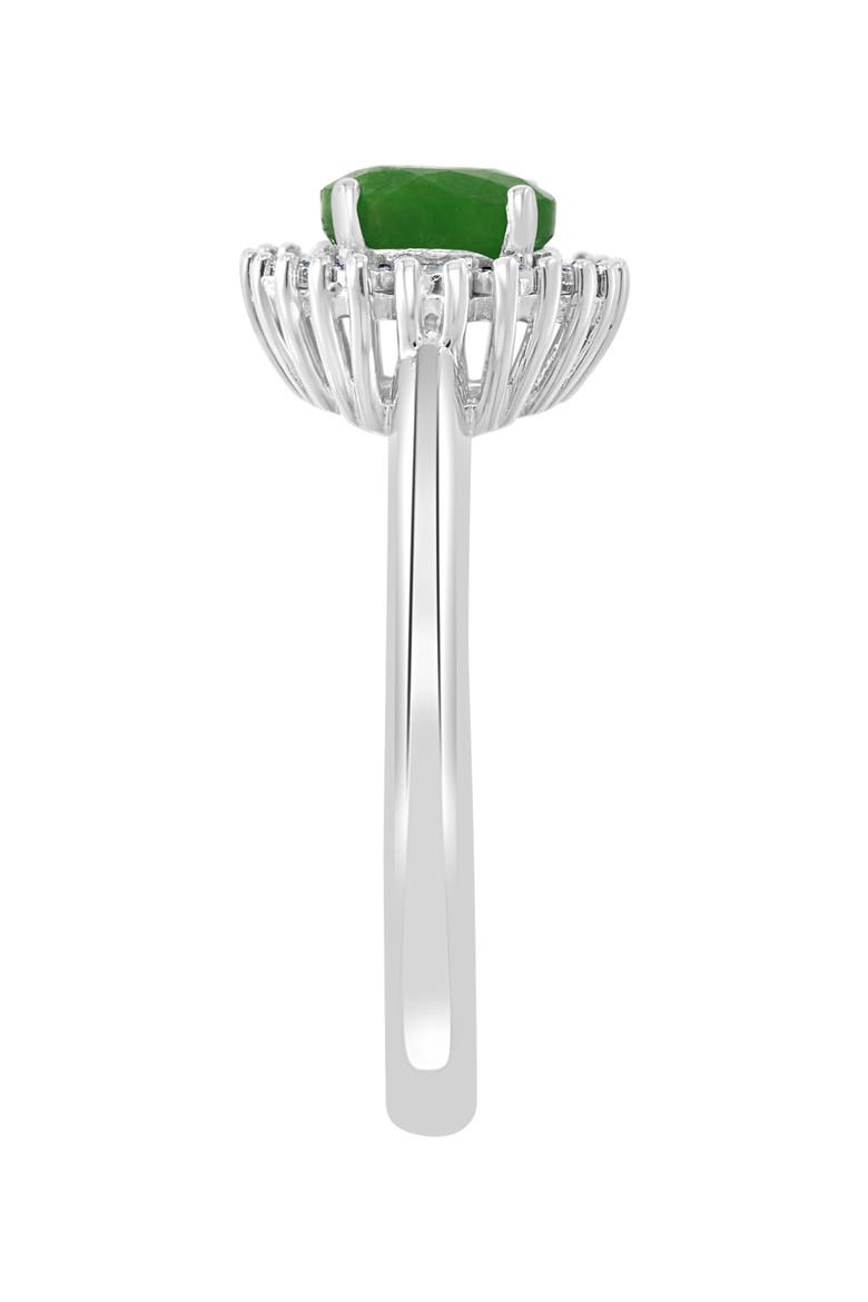 Sterling Silver Emerald & Diamond Ring, Alternate, color, GREEN
