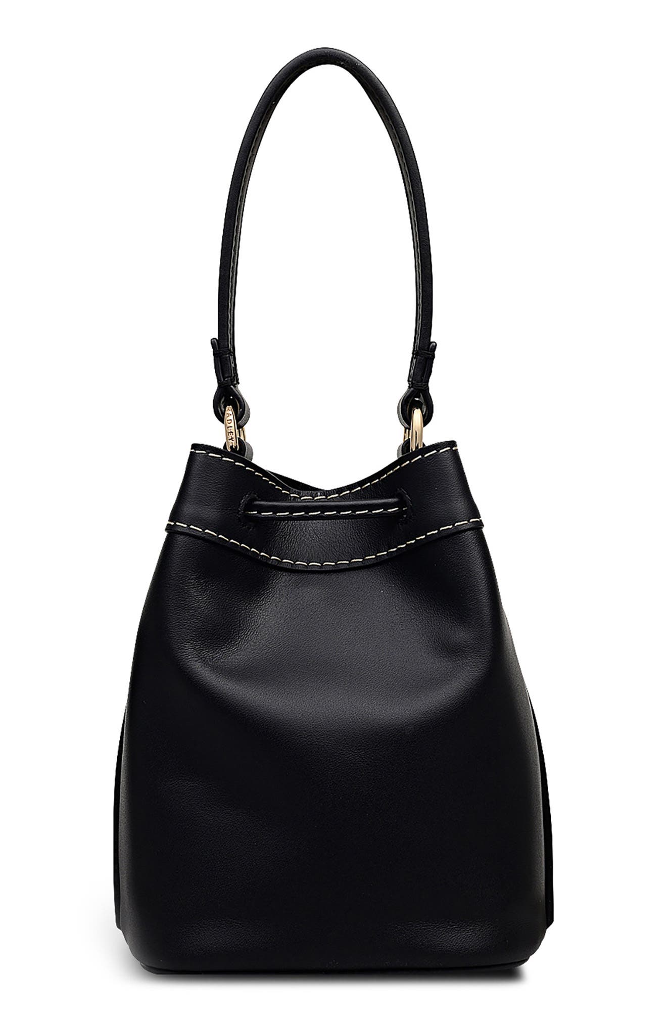 Albany Avenue Mini Drawstring Leather Crossbody Bag, Alternate, color, BLACK
