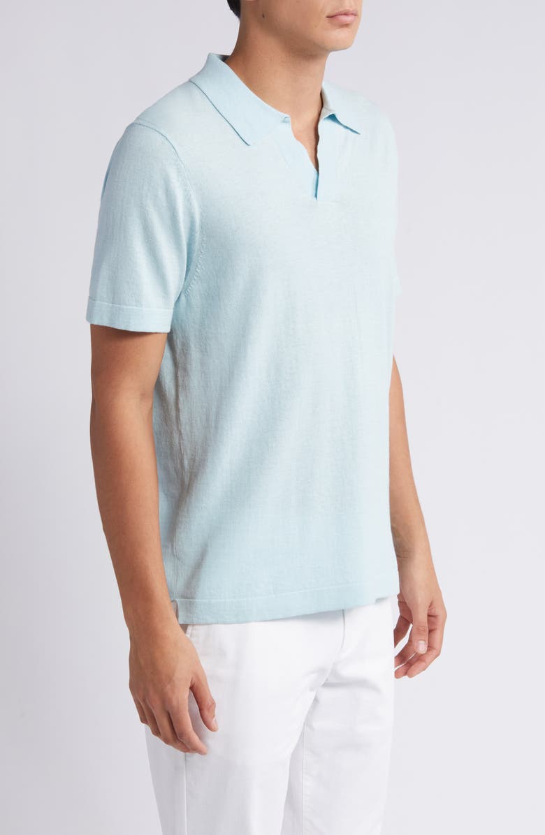 NN07 Ryan 6311 Cotton & Linen Johnny Collar Polo, Alternate, color, Winter Sky