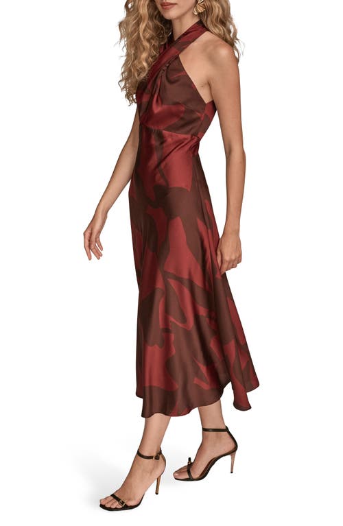 Donna Karan New York Poly Print Sleeveless Gown In Red