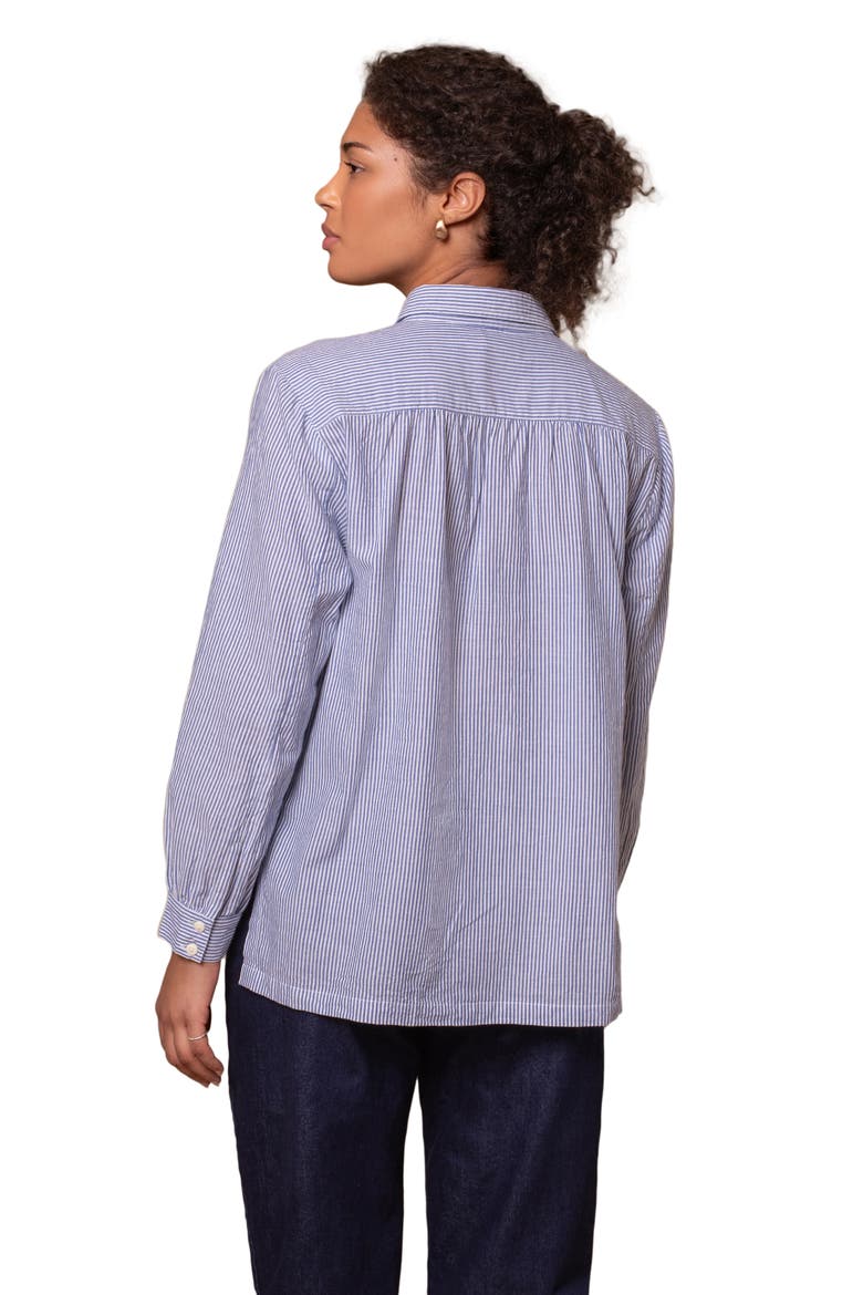 Side Split Striped Shirt, Alternate, color, Blue Stripe