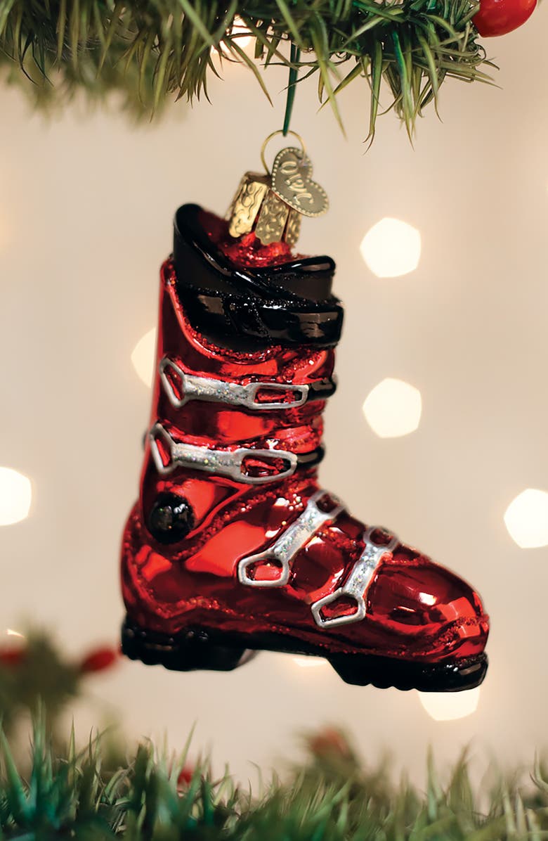 Old World Christmas Ski Boot Glass Ornament, Alternate, color, Red/Black