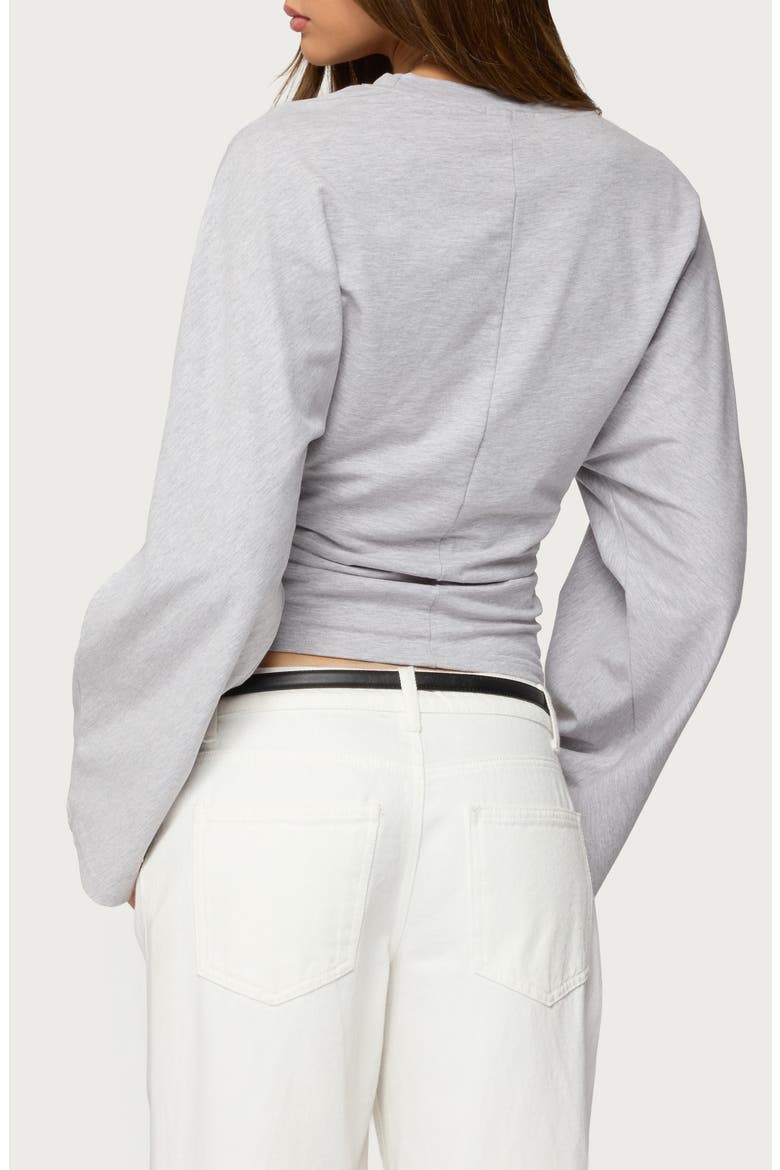 Charlisa Ruched Long Sleeve Crop Top, Alternate, color, GRAY-MELANGE