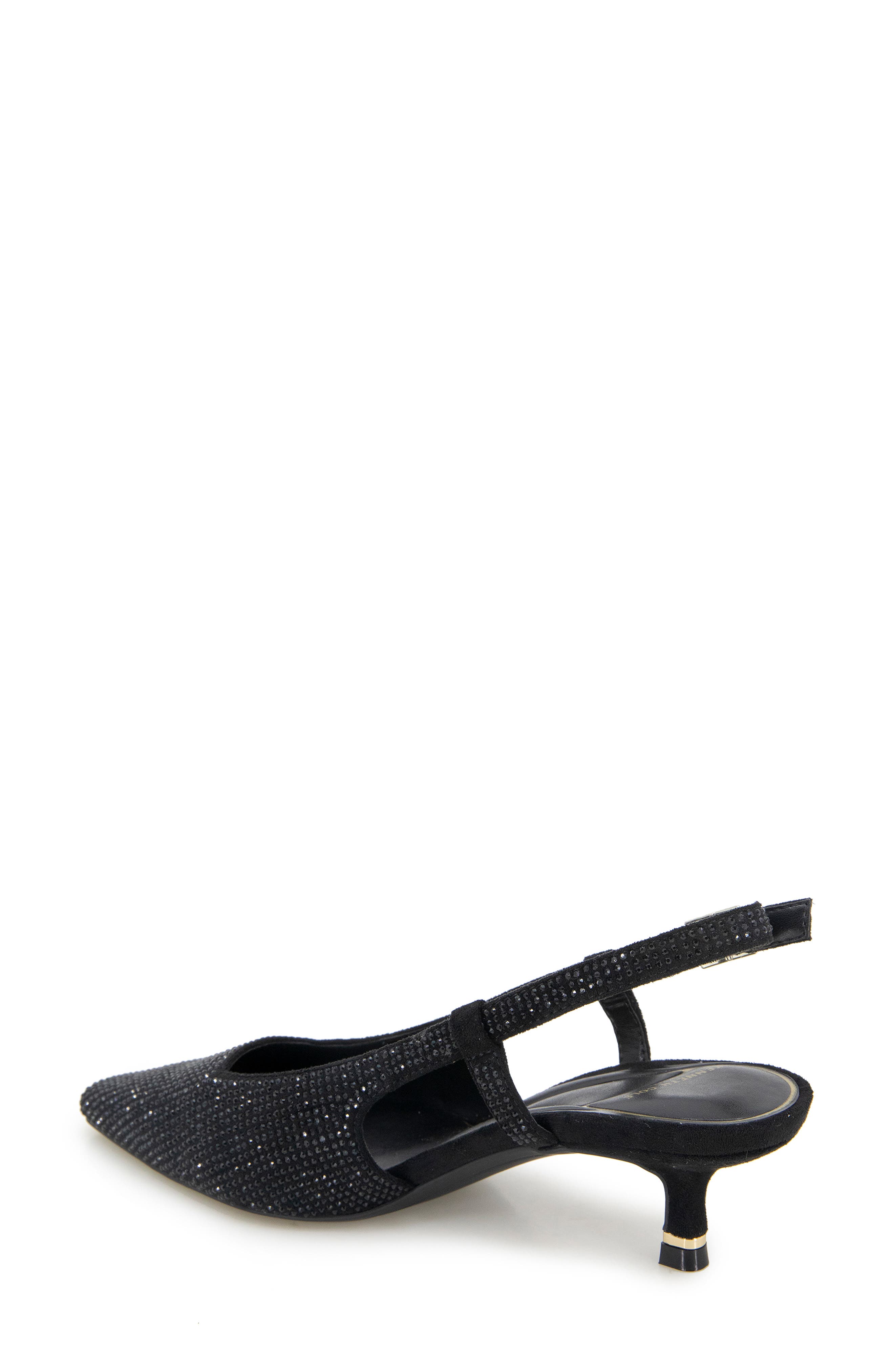Kenneth Cole Martha Crystals Slingback Kitten Heel Pump, Alternate, color, Black/ Black Micro