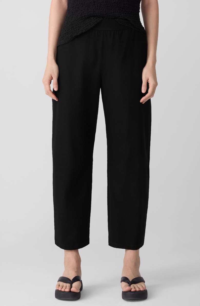Eileen Fisher Ankle Barrel Leg Pants, Main, color, Black
