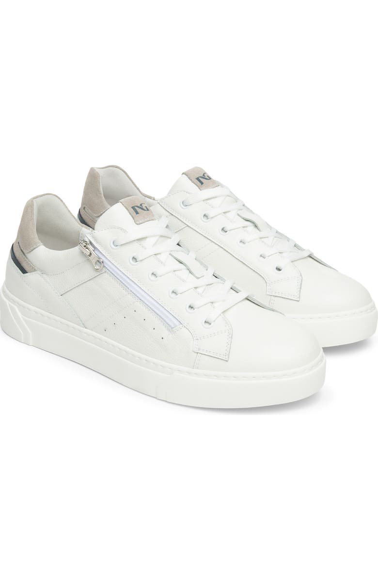 NeroGiardini Low Top Side Zip Sneaker, Main, color, White