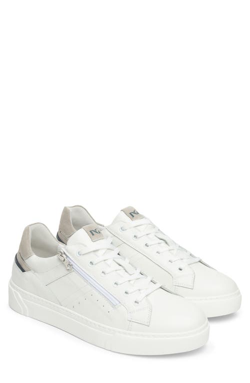NeroGiardini Low Top Side Zip Sneaker in White at Nordstrom, Size 43