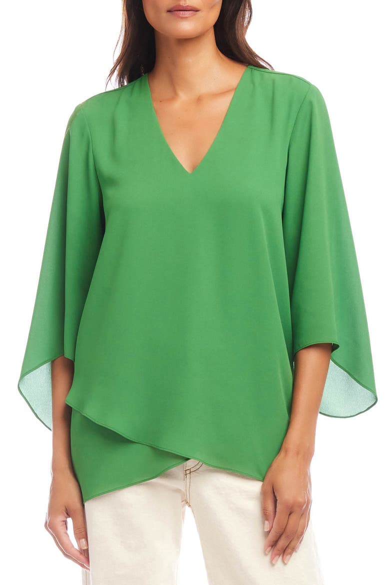 Asymmetrical Crepe Top, Main, color, GREEN
