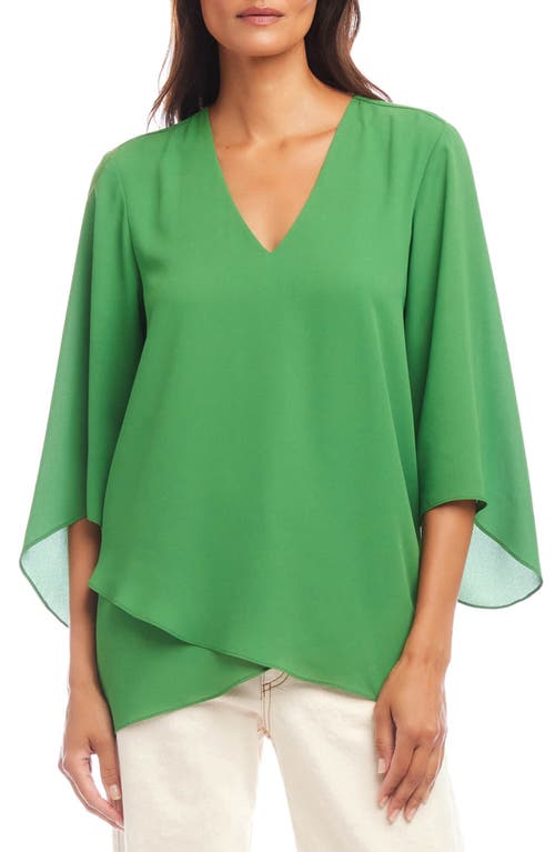 Karen Kane Plus Size Bracelet Sleeve Asymmetric Top In Green
