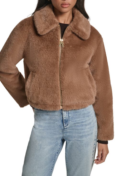 Bow Puller Faux Fur Jacket