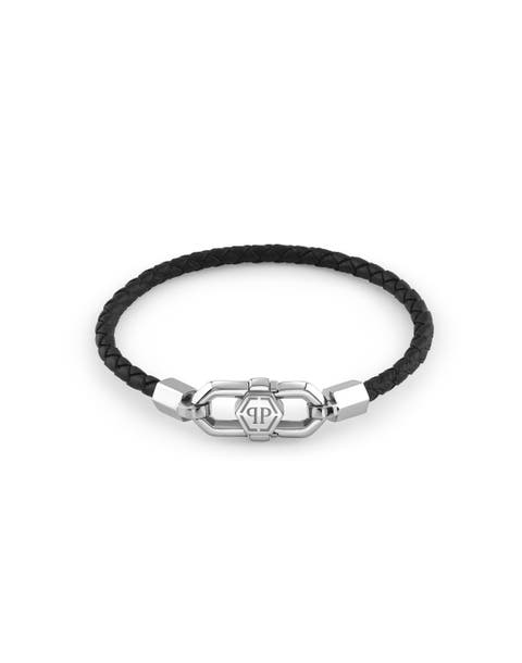 Leather Stainless Steel Bracelet Plein Edge Men