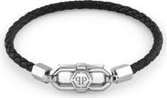 PHILIPP PLEIN Leather Stainless Steel Bracelet Plein Edge Men