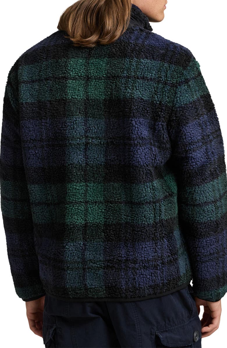 Polo Ralph Lauren Plaid High Pile Fleece Full Zip Jacket, Alternate, color, Heritage Blackwatch