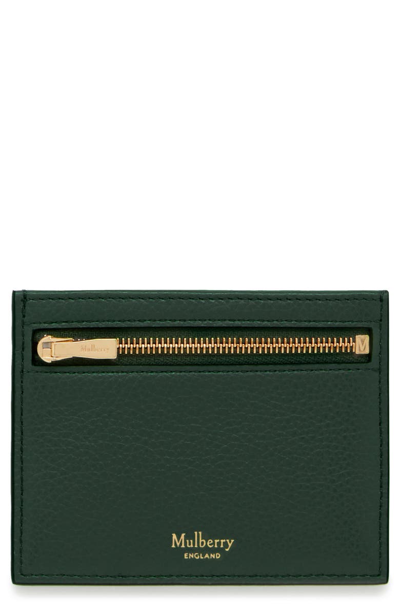 Mulberry Zipped Leather Card Case, Main, color, Mulberry Green