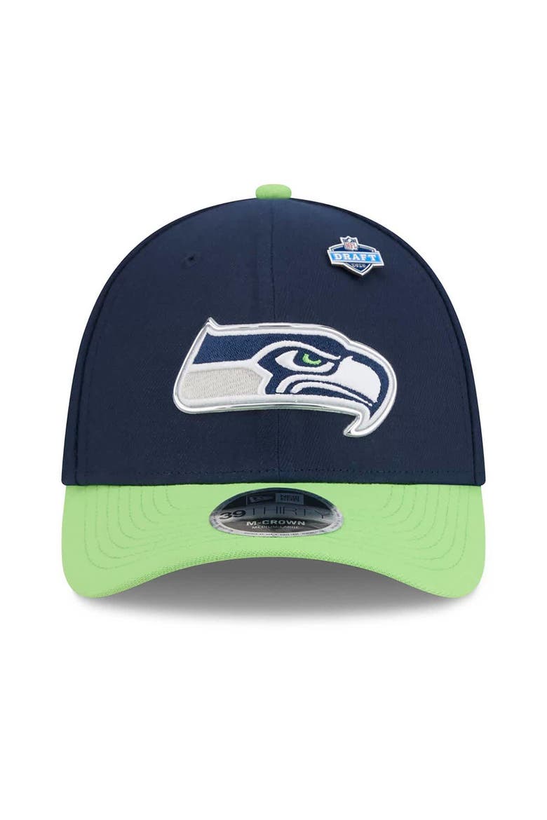 Men's New Era  College Navy/Neon Green Seattle Seahawks 2026 NFL Draft 39THIRTY M-Crown Flex Hat, Alternate, color, College Navy