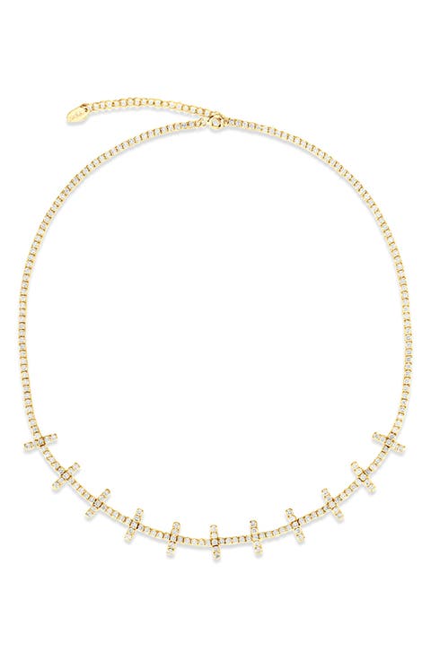 Cubic Zirconia Bar Tennis Necklace