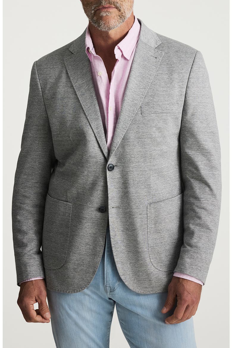 Matteo Slim Fit Grey Mélange Cotton & Linen Piqué Sport Coat, Main, color, GRAY