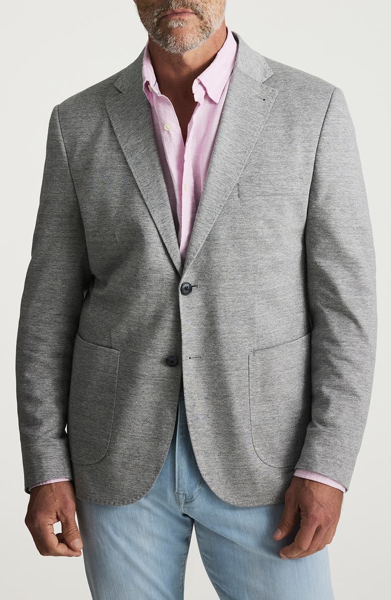 34 Heritage Matteo Slim Fit Grey Mélange Cotton & Linen Piqué Sport Coat, Main, color, Gray