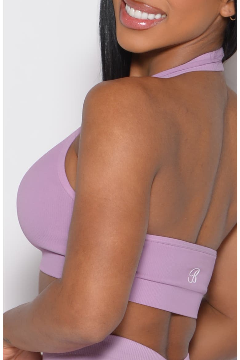 Rib Backless Bra, Alternate, color, Smokey Grape