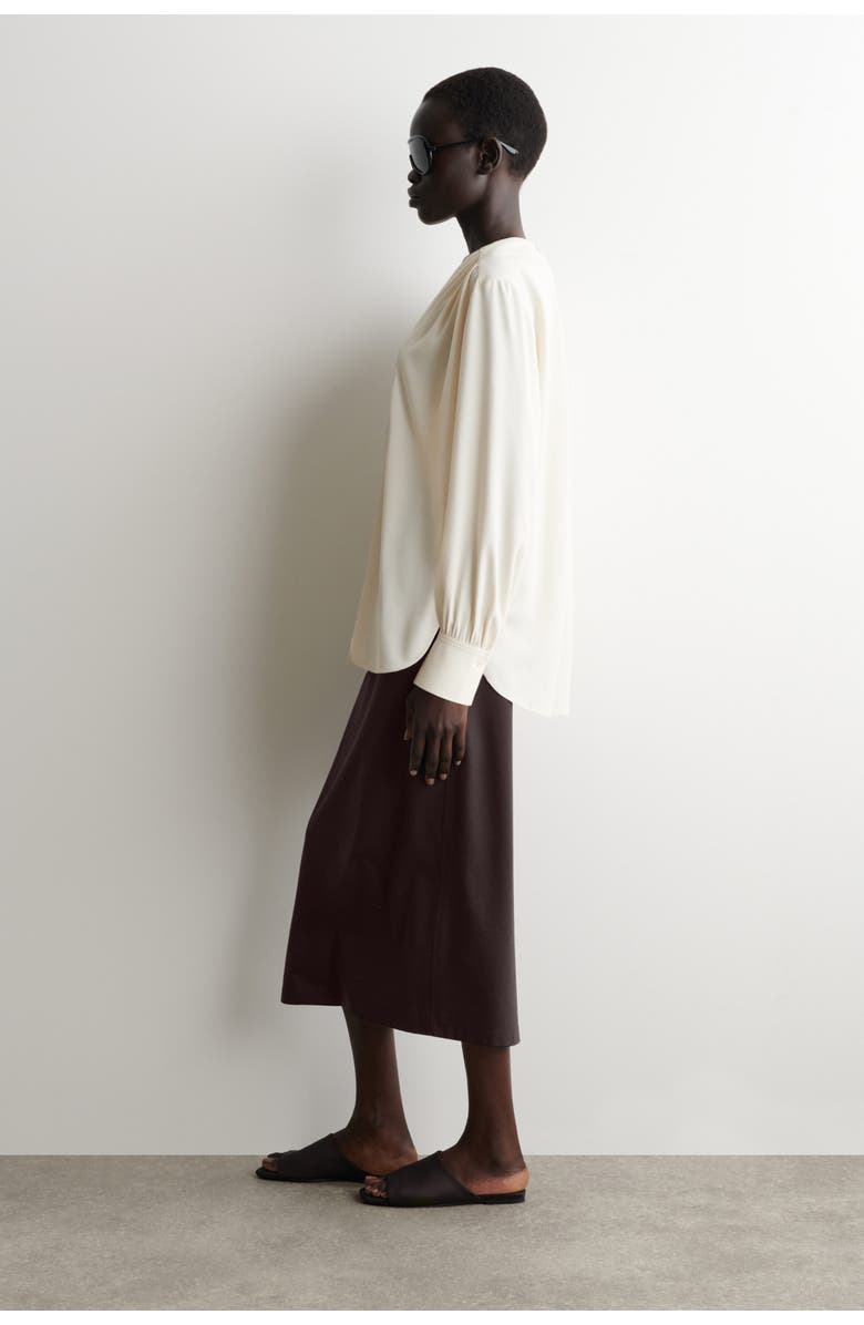 COS Gathered V-neck Blouse, Alternate, color, Light Beige