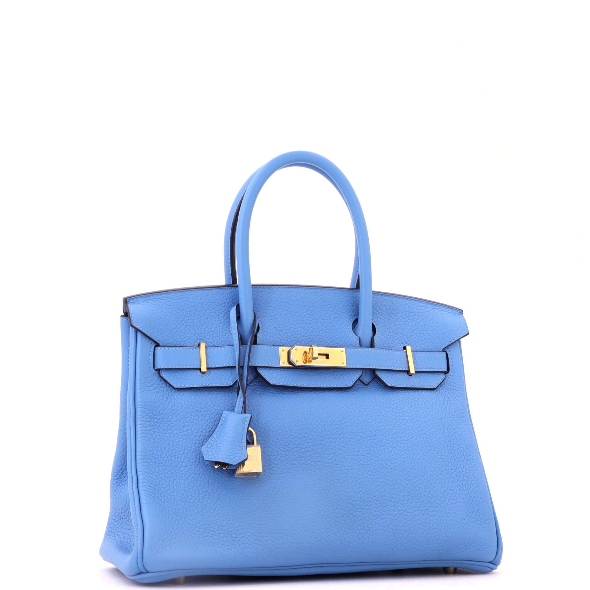Birkin Handbag Blue Clemence with Gold Hardware 30, Alternate, color, Blue
