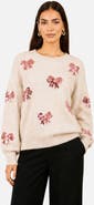 Yumi Relaxed Knit Sequin Bow Jumper