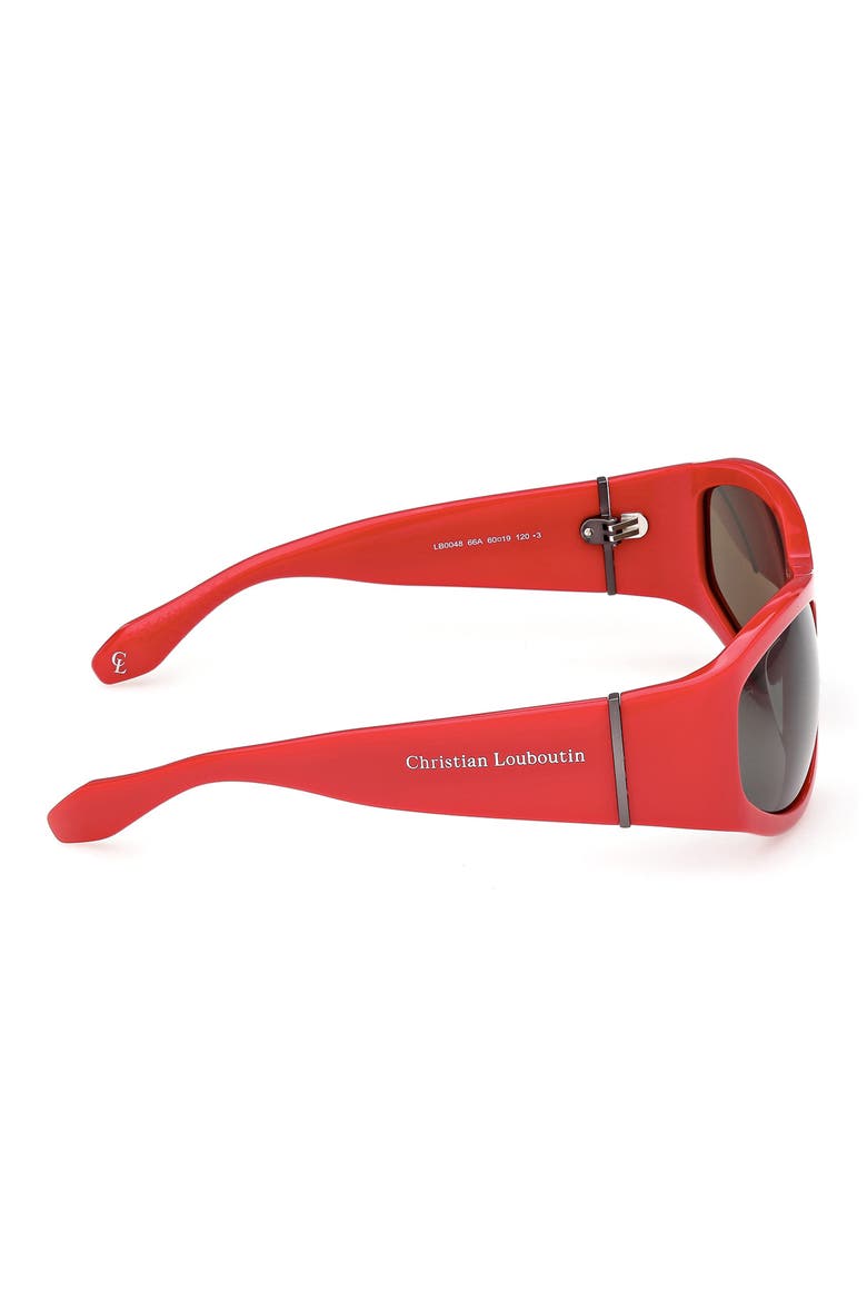 60mm Oval Sunglasses, Alternate, color, RED / ZEISS SMOKE LENS