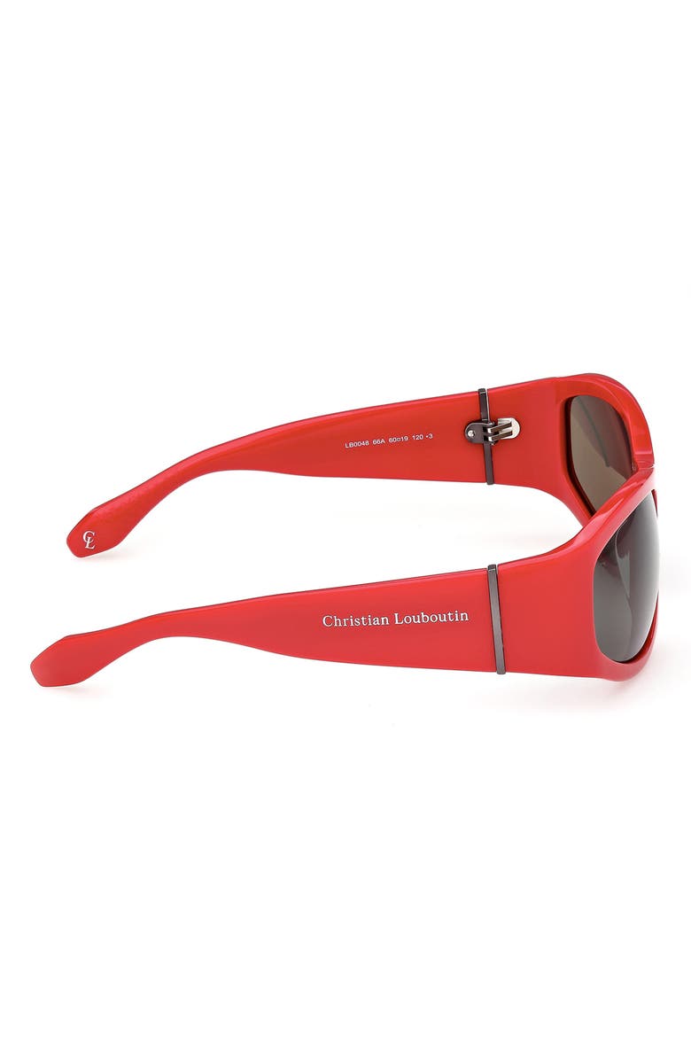 Christian Louboutin 60mm Oval Sunglasses, Alternate, color, Red / Zeiss Smoke Lens