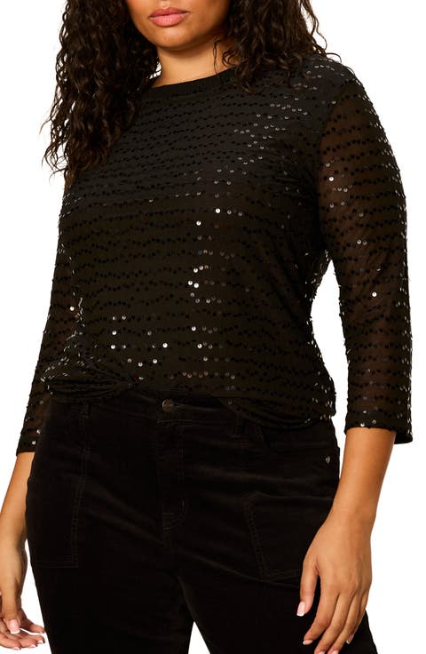 Sequin Mode Three-Quarter Sleeve Tee