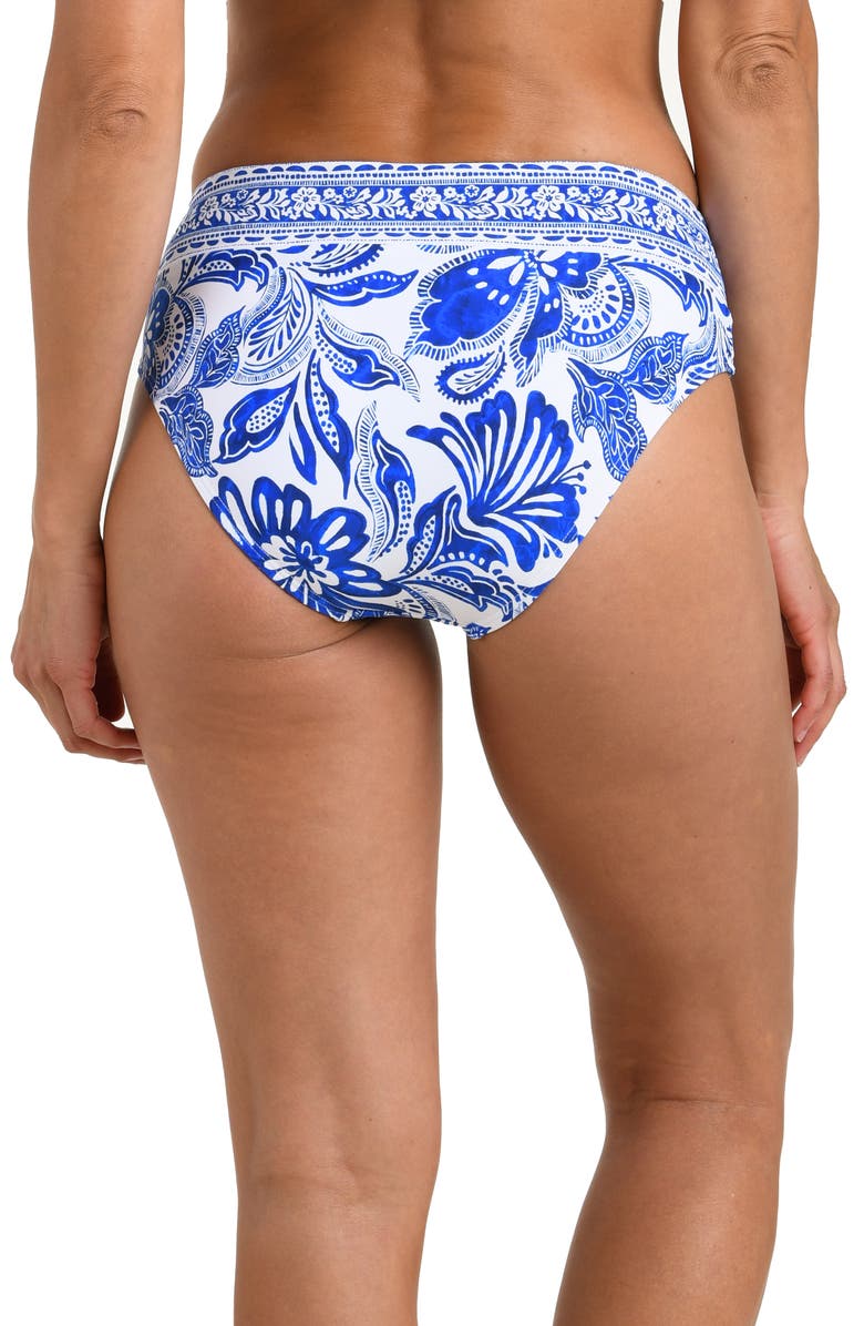 La Blanca Botanical Brocade Bikini Bottoms, Alternate, color, Lapis