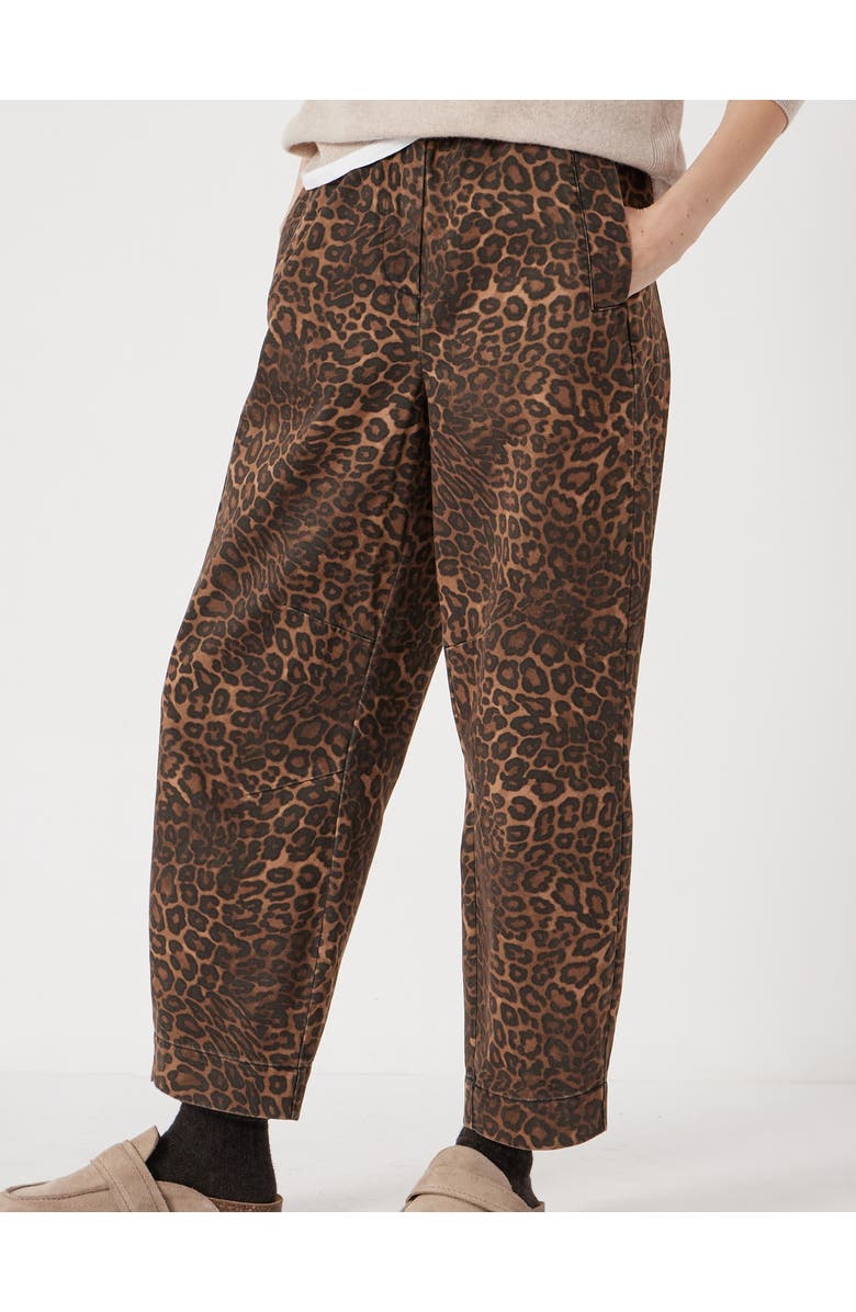 Hush Jack Barrel Leg Pull On Cotton Pants, Main, color, Brown Leopard Print