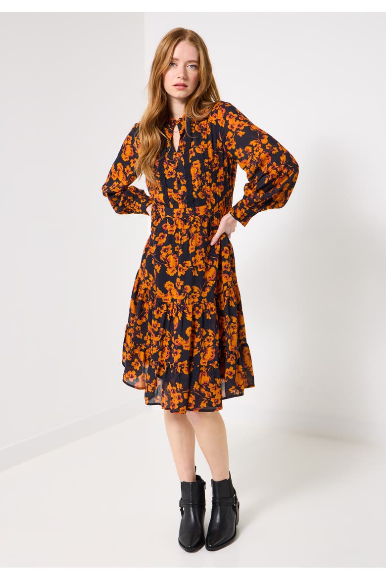 Georgette Peasant Dress, Main, color, MARIGOLD PETALS