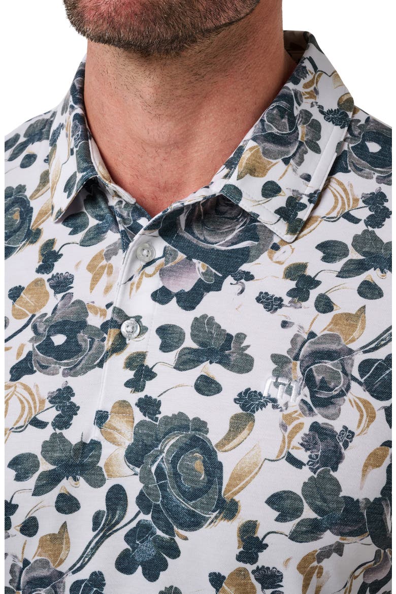 Featherweight Villa Floral Polo, Alternate, color, WHITE