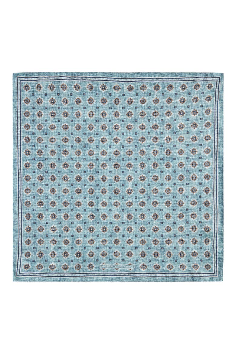 Diamond Medallion Silk Pocket Square, Alternate, color, TEAL
