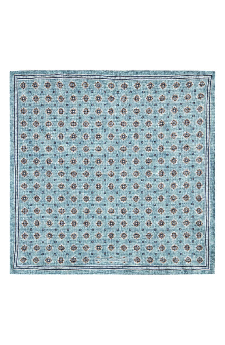 Nordstrom Diamond Medallion Silk Pocket Square, Alternate, color, Teal