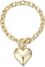 Adornia Puffy Heart Chain Bracelet