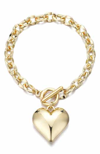 Adornia Puffy Heart Chain Bracelet