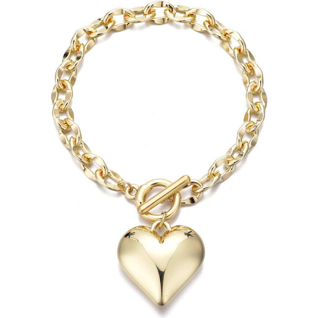 Adornia Puffy Heart Chain Bracelet In Gold
