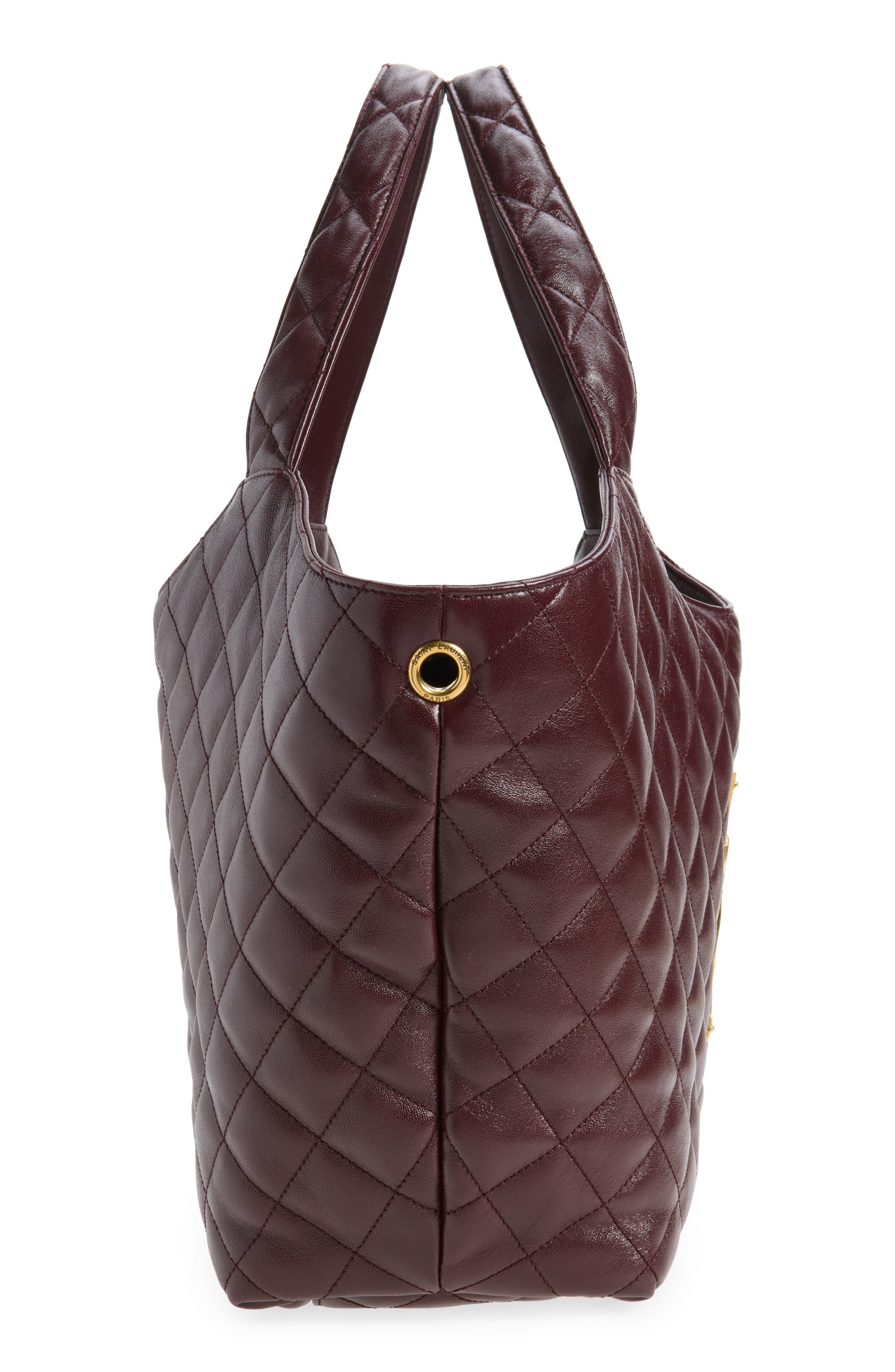 Saint Laurent Medium Icare Quilted Leather Shopper Tote, Alternate, color, Rouge Cabernet