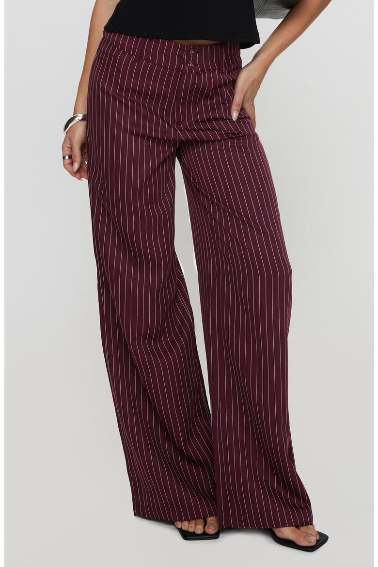 Lorenne Stripe Wide Leg Pants, Main, color, BURGUNDY PINSTRIPE