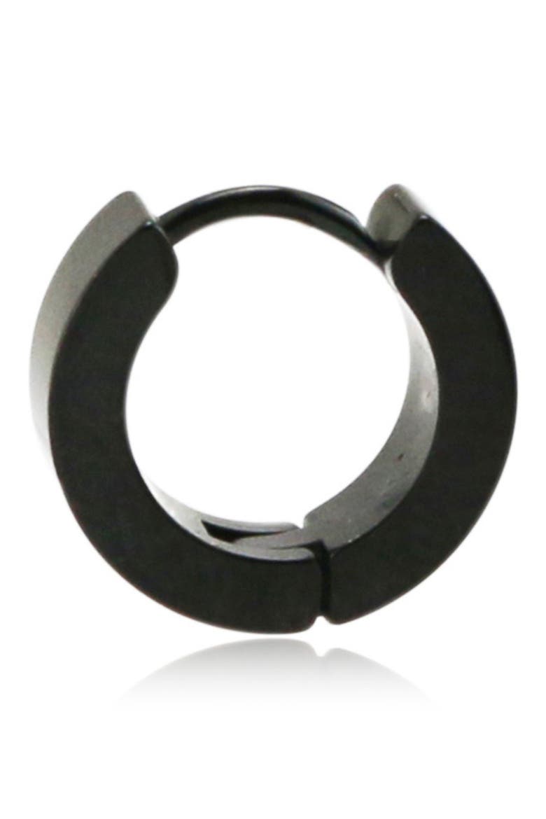 Round Huggie Hoop Earrings, Alternate, color, BLACK