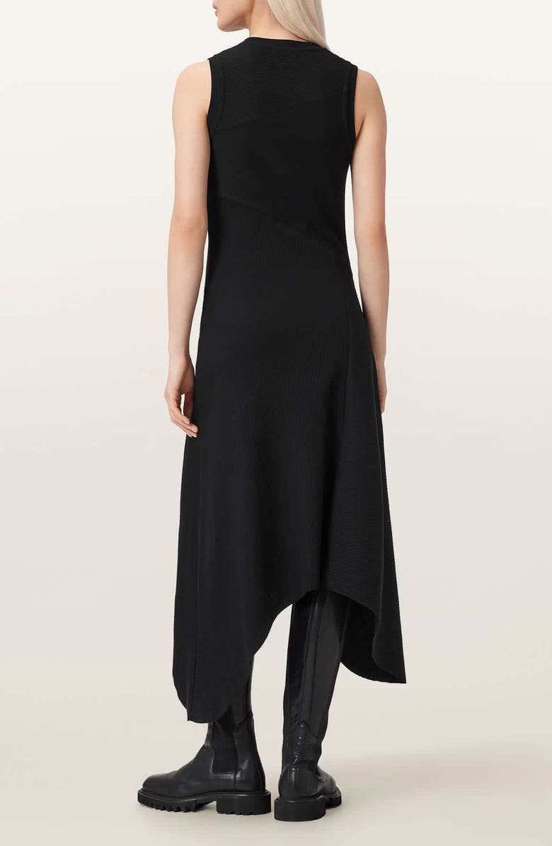 AllSaints Gia Sleeveless Asymmetric Maxi Dress, Alternate, color, Black