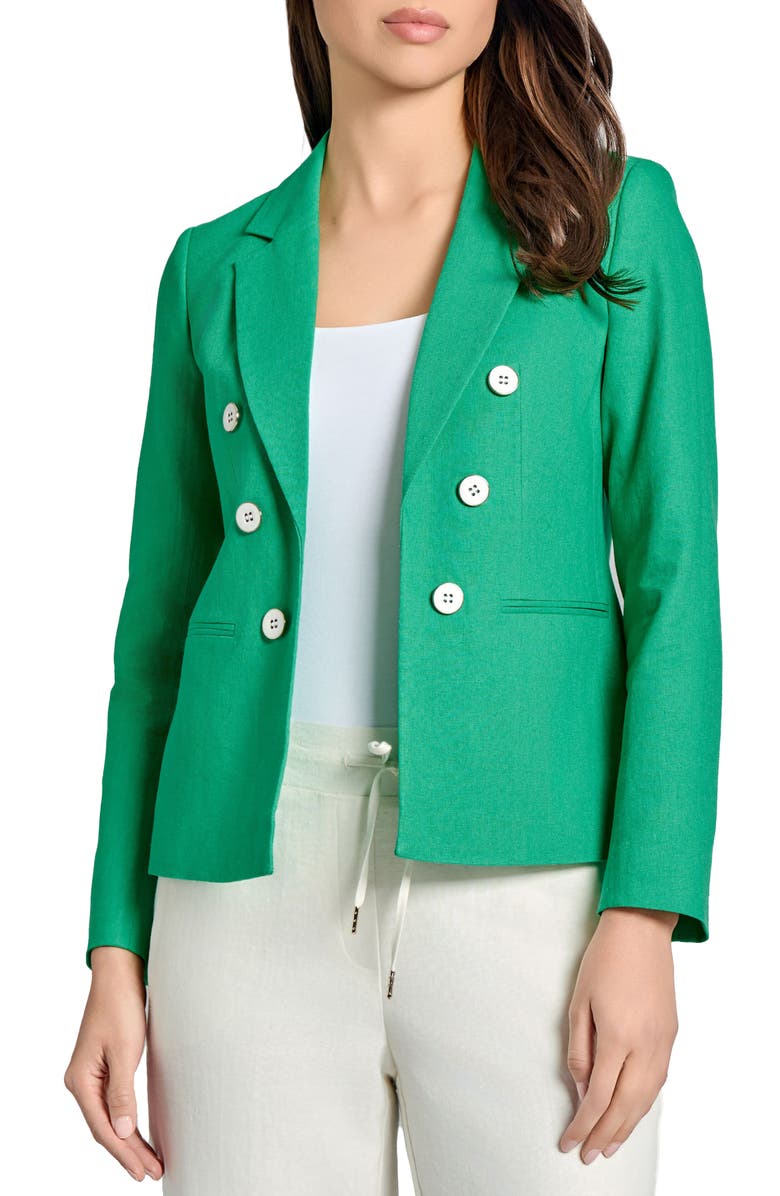 Jones New York Faux Linen Blend Double Breasted Jacket, Main, color, 