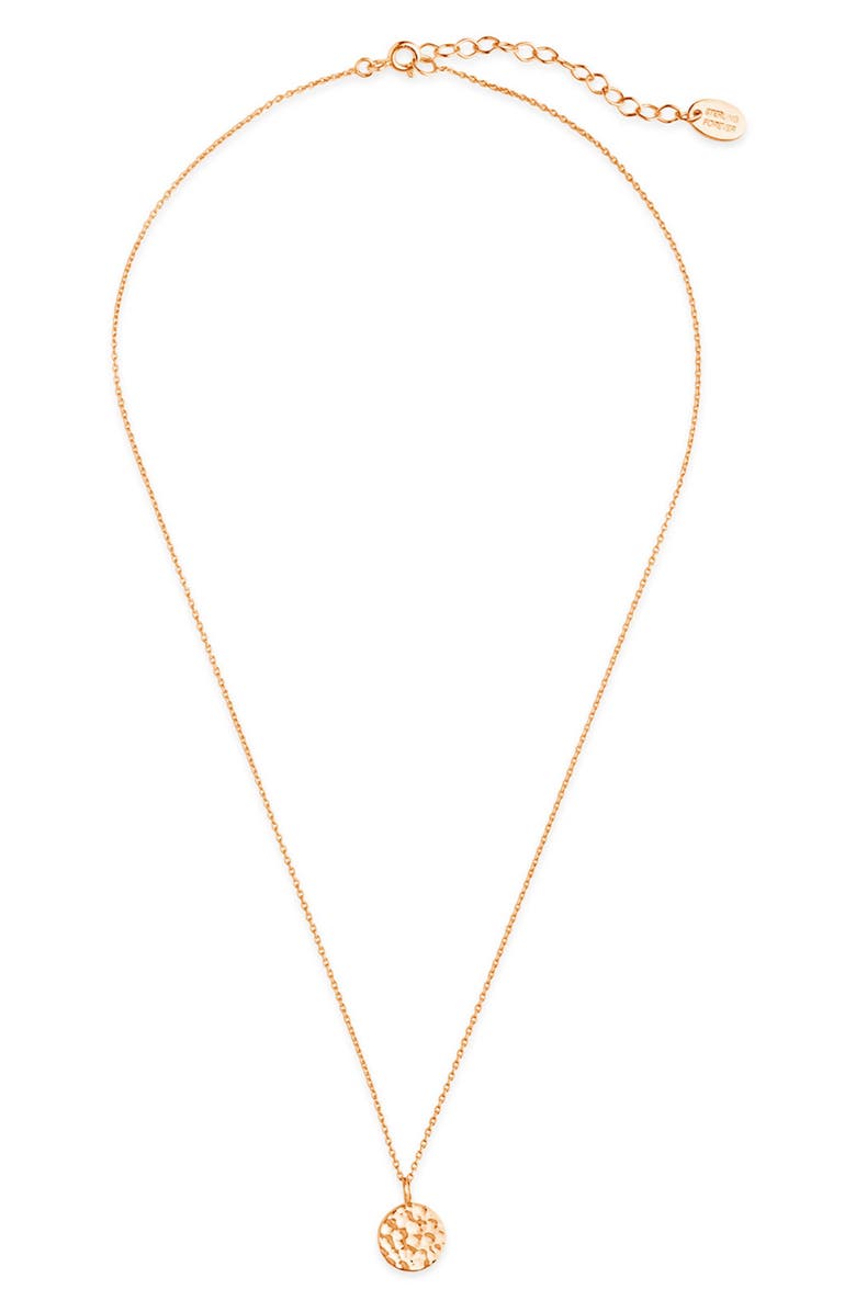 Sterling Forever 14K Yellow Gold Vermeil Hammered Pendant Necklace, Alternate, color, Rose Gold