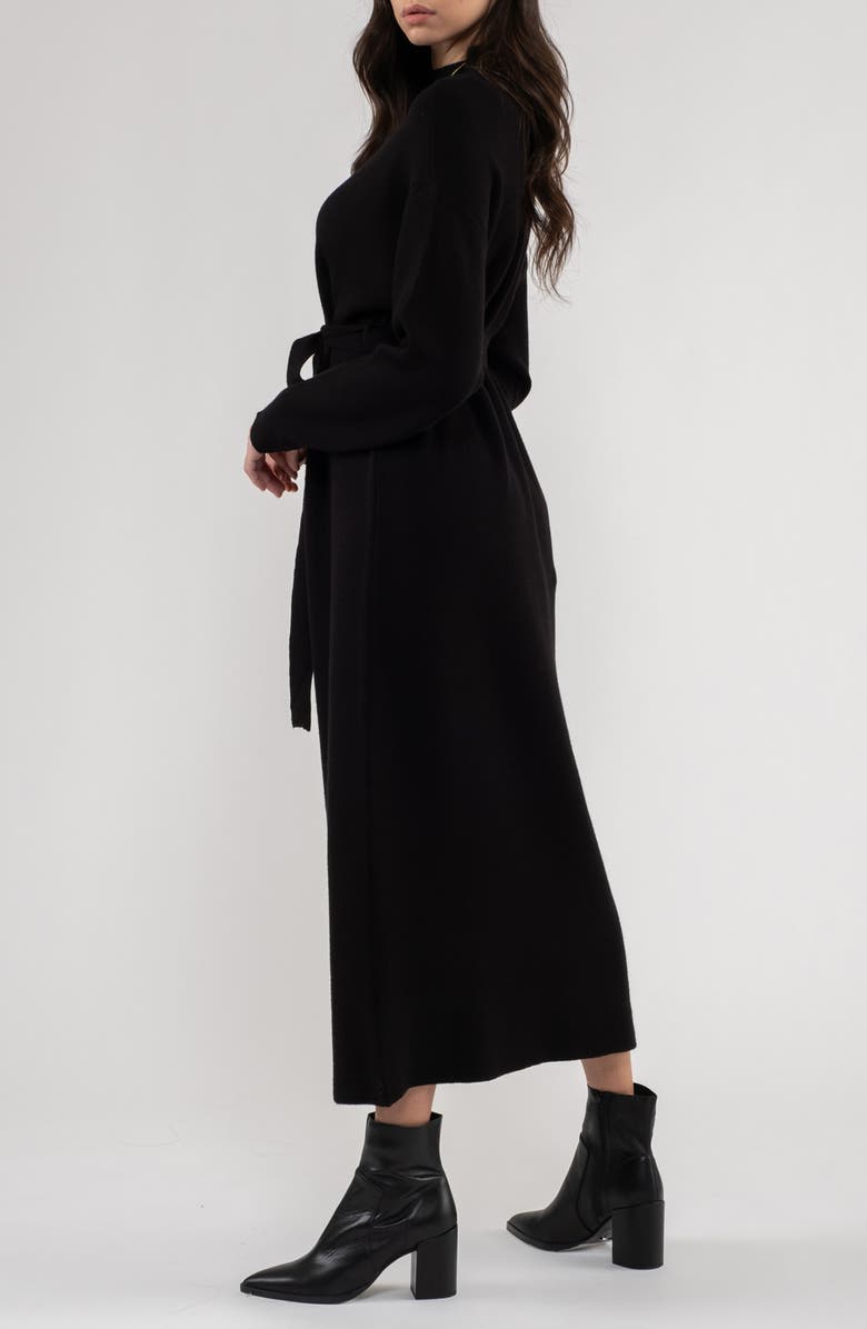 AUGUST SKY Long Sleeve Tie Waist Midi Sweater Dress, Alternate, color, 