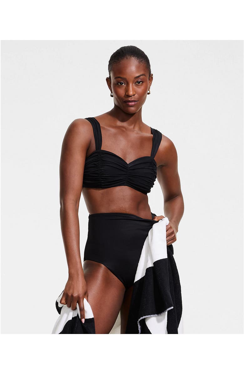 Lands' End Slender Lite Sweetheart Shirred Bikini Top, Alternate, color, Black