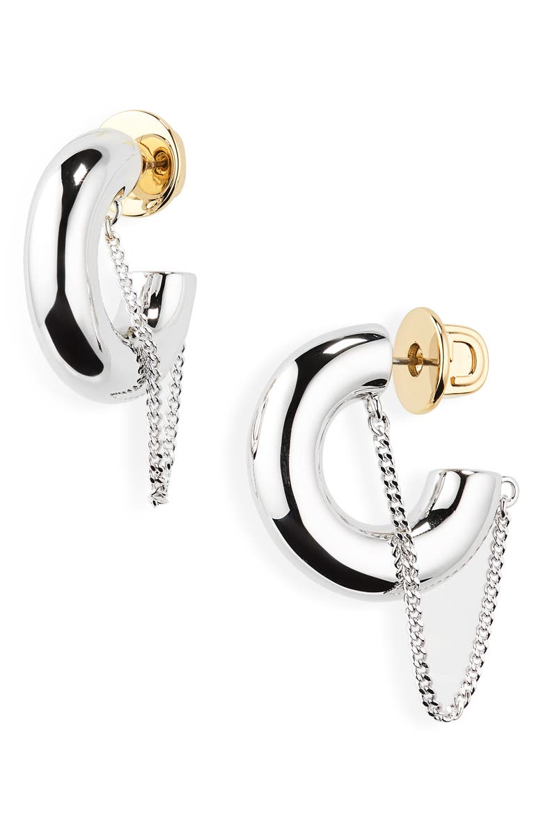 DEMARSON Mini Miley Chain Detail Hoop Earrings, Main, color, 