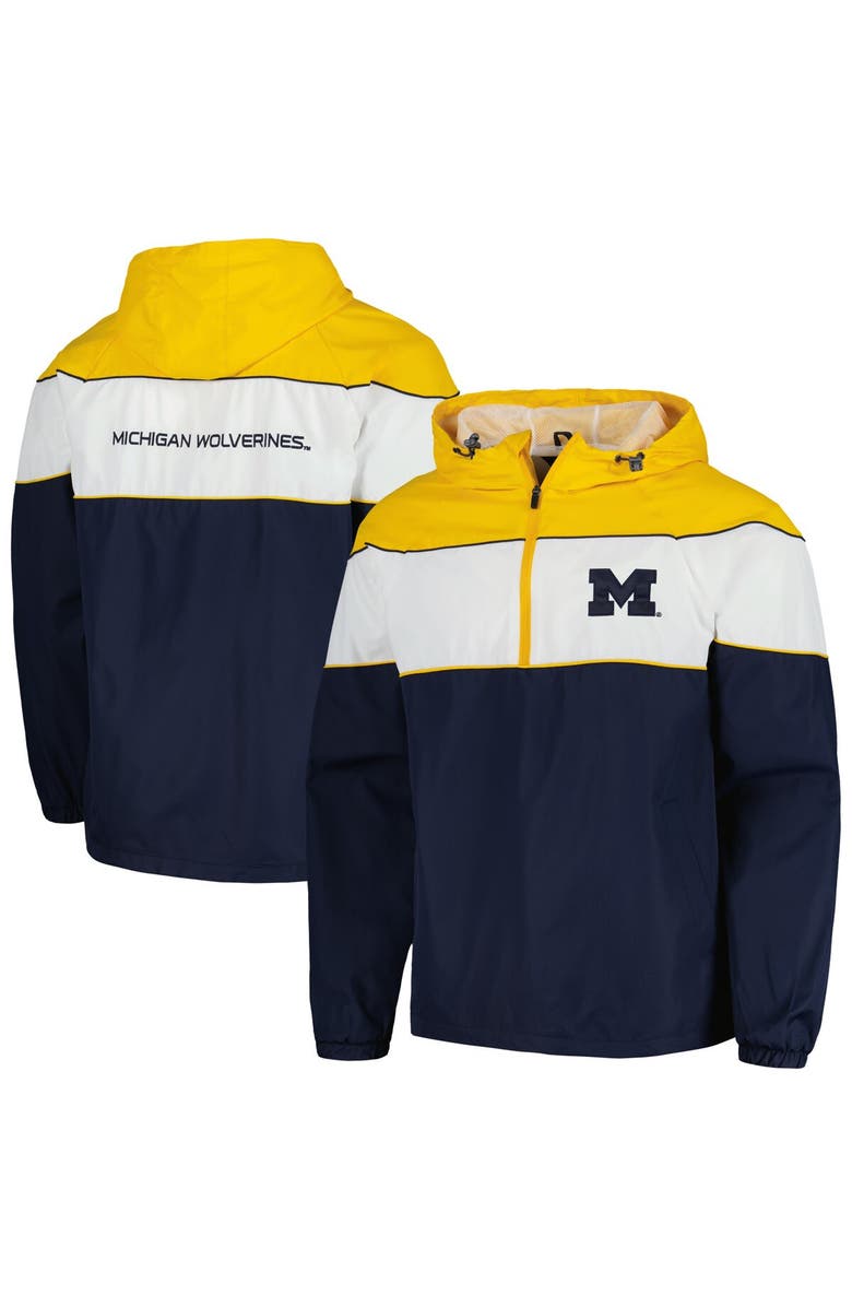 G-III SPORTS BY CARL BANKS Men's G-III Sports by Carl Banks Navy Michigan Wolverines Center Line Half-Zip Raglan Hoodie Jacket, Alternate, color, 