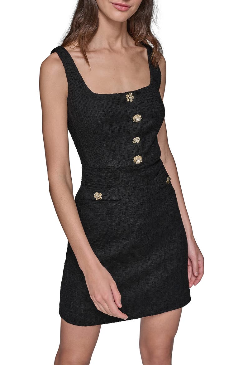 Tweed Knit A-Line Dress, Main, color, BLACK